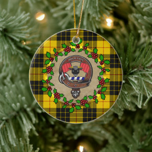 Décoration En Céramique MacLeod Clan Badge & Tartan Noël personnalisé