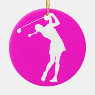 Décoration En Céramique Madame Golfer Silhouette Ornament Pink