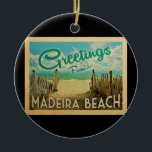 Décoration En Céramique Madeira Beach Vintage voyage<br><div class="desc">Ce design de carte postale vintage de la plage de Madeira comprend une plage de sable avec une belle eau turquoise de l'océan et au-dessus de la mer,  un ciel bleu avec des nuages blancs lustrés. Dans un style de voyage vintage.</div>