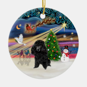 Décoration En Céramique Magie de Noël - Caniche (jouet noir)