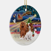 Décoration En Céramique Magie de Noël - Cavaliers (deux-Ruby-Blenheim) (Droite)