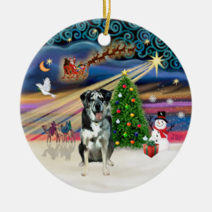 Décoration En Céramique Magie de Noël - Chien léopard Catahoula
