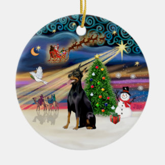 Décoration En Céramique Magie de Noël - Doberman (noir feu)