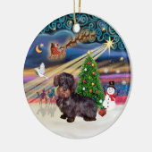 Décoration En Céramique Magie de Noël - Fil Haired Dachshund (Gauche)