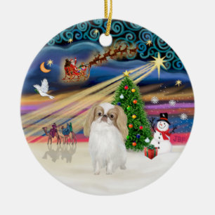 Décoration En Céramique Magie de Noël - Japanese Chin (citron-blanc)