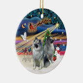 Décoration En Céramique Magie de Noël - Keeshond (deux) (Droite)