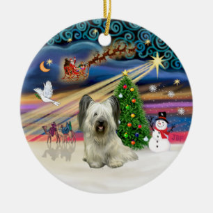 Décoration En Céramique Magie de Noël - Skye Terrier (lumière)