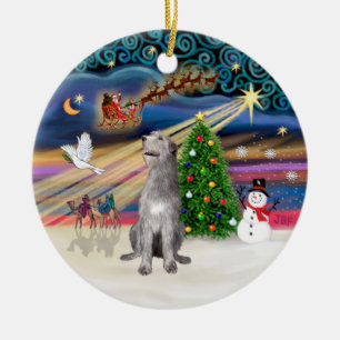 Décoration En Céramique Magie de Noël - Wolfhound irlandais