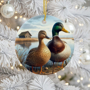 Décoration En Céramique Magnifique Canard Colvert Souvenir