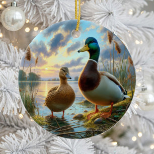 Décoration En Céramique Magnifique Canard Colvert Souvenir