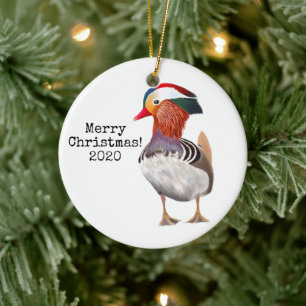 Décoration En Céramique Magnifique Canard Mandarin Joyeux Noël