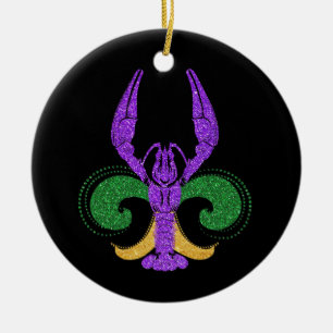 Décoration En Céramique Magnifique Mardi Gras Fleur Lis Crawfish Nouvelle-