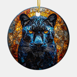 Décoration En Céramique Magnifique œuvre d'art en verre teinté de panthère