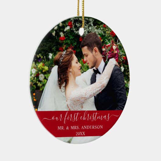 Décoration En Céramique Magnifique Script Notre Premier Noël Rouge (Droite)