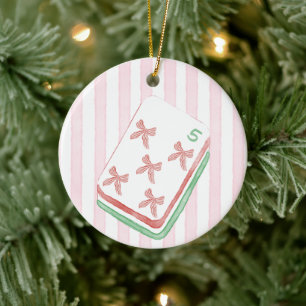 Décoration En Céramique Mahj-y Noël Bow personnalisé Mahjong