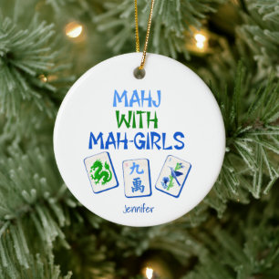 Décoration En Céramique Mahjong avec les filles Mahjong Tuiles aquarelle p