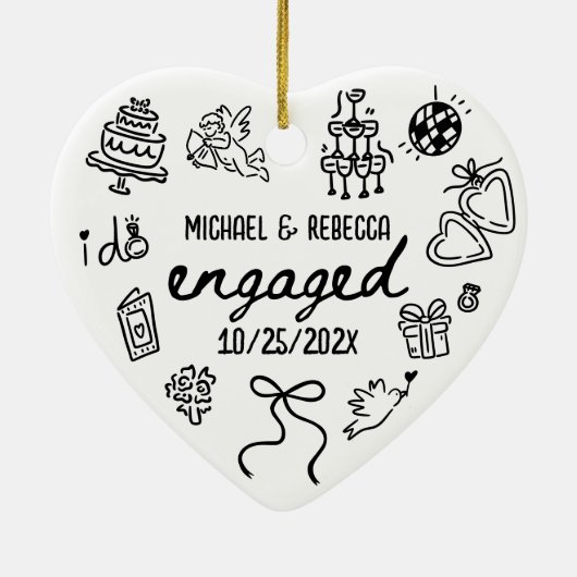 Décoration En Céramique Main fantaisiste tiré Fiançailles Noël (Dos)