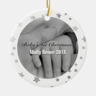 Décoration En Céramique Mains du parent personnalisées ęr par Noël du bébé