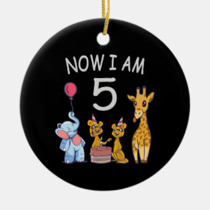 Décoration En Céramique Maintenant, j'ai 5 ans 5e anniversaire au Zoo