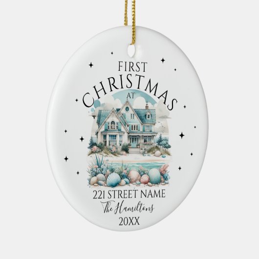 Décoration En Céramique Maison de plage Noël personnalisé (Droite)