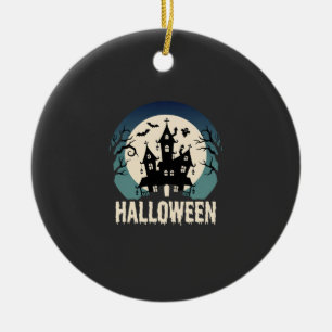 Décoration En Céramique Maison Hantée de la Lune Vector Halloween