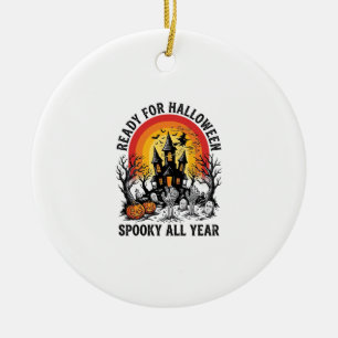 Décoration En Céramique Maison Hantée Halloween Vintage Chemise Prête à Fa
