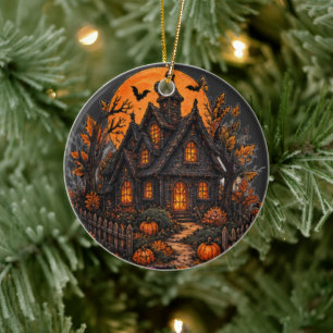 Décoration En Céramique Maison hantée vintage gothique Halloween clair de