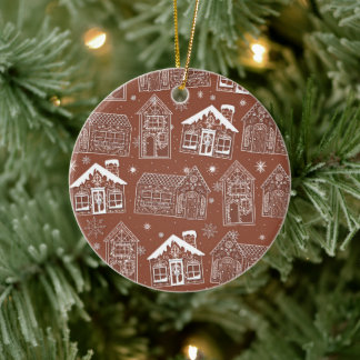 Décoration En Céramique Maisons en pain d'épice dans l'ornement de l'arbre