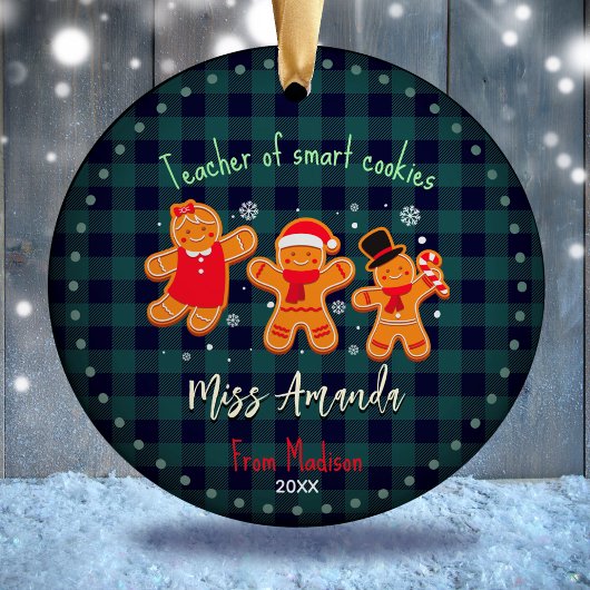 Décoration En Céramique Maître Noël pain d'épices baffalo plaid