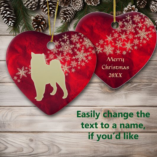 Décoration En Céramique Malamut de flocon rouge or