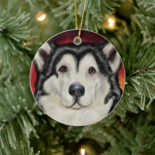 Décoration En Céramique Malamute d'Alaska (Arbre)