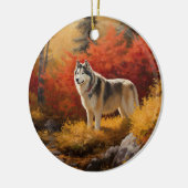 Décoration En Céramique Malamute en Alaska à l'automne Feuilles automne in (Gauche)