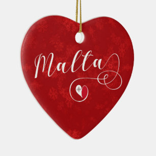 Décoration En Céramique Malta Heart, Christmas Tree Ornament, Malte