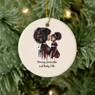 Décoration En Céramique Maman et fille noire personnalisée (4)