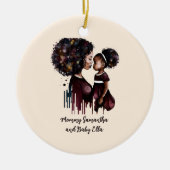 Décoration En Céramique Maman et fille noire personnalisée (4) (Devant)