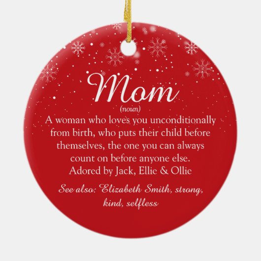 Décoration En Céramique Maman Maman Mère Définition Photo Noël (Dos)