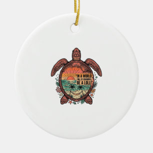 Décoration En Céramique Mamie drôle Turtle Beach Vintage Shirt Design_1