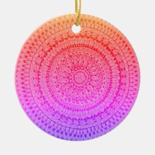 Décoration En Céramique Mandala d'art original multicolore