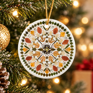 Décoration En Céramique Mandala de fleurs pressées l Botanique florale d'a
