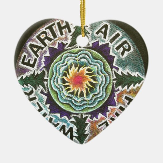 Décoration En Céramique Mandala de Sun de quatre éléments (Devant)