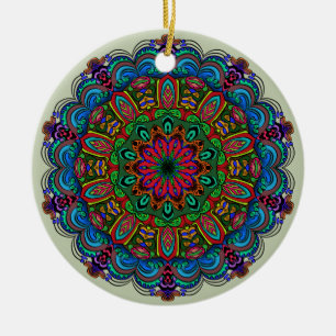 Décoration En Céramique Mandala dynamique Floral & Motif géométrique