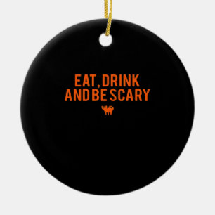 Décoration En Céramique Manger Boire Et Être Effrayant Halloween Fan Texte