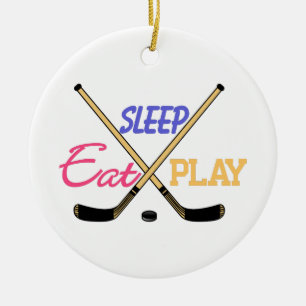 Décoration En Céramique Mangez l'hockey de jeu de sommeil