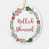 Décoration En Céramique Manx Joyeuse couronne de Noël, Nollick Ghannuel (Gauche)