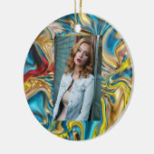 Décoration En Céramique marbre abstrait tourbillons jaune turquoise bleu t (Gauche)