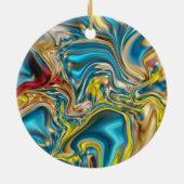 Décoration En Céramique marbre abstrait tourbillons jaune turquoise bleu t (Dos)