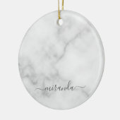 Décoration En Céramique Marbre blanc de nom personnalisé de script moderne (Gauche)