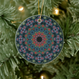 Décoration En Céramique March Birthstone Bloodstone Mandala Ornament