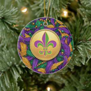 Décoration En Céramique Mardi Gras Fleur de lis