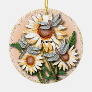Décoration En Céramique Marguerite jaune Libellule